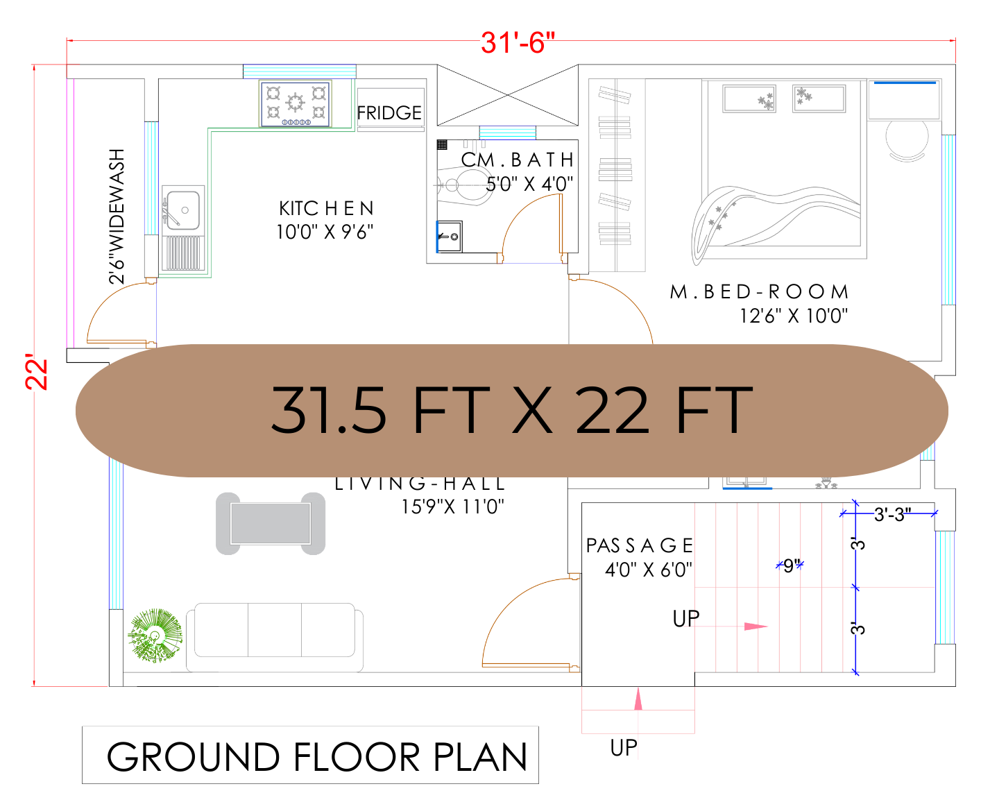 31x22 sqft